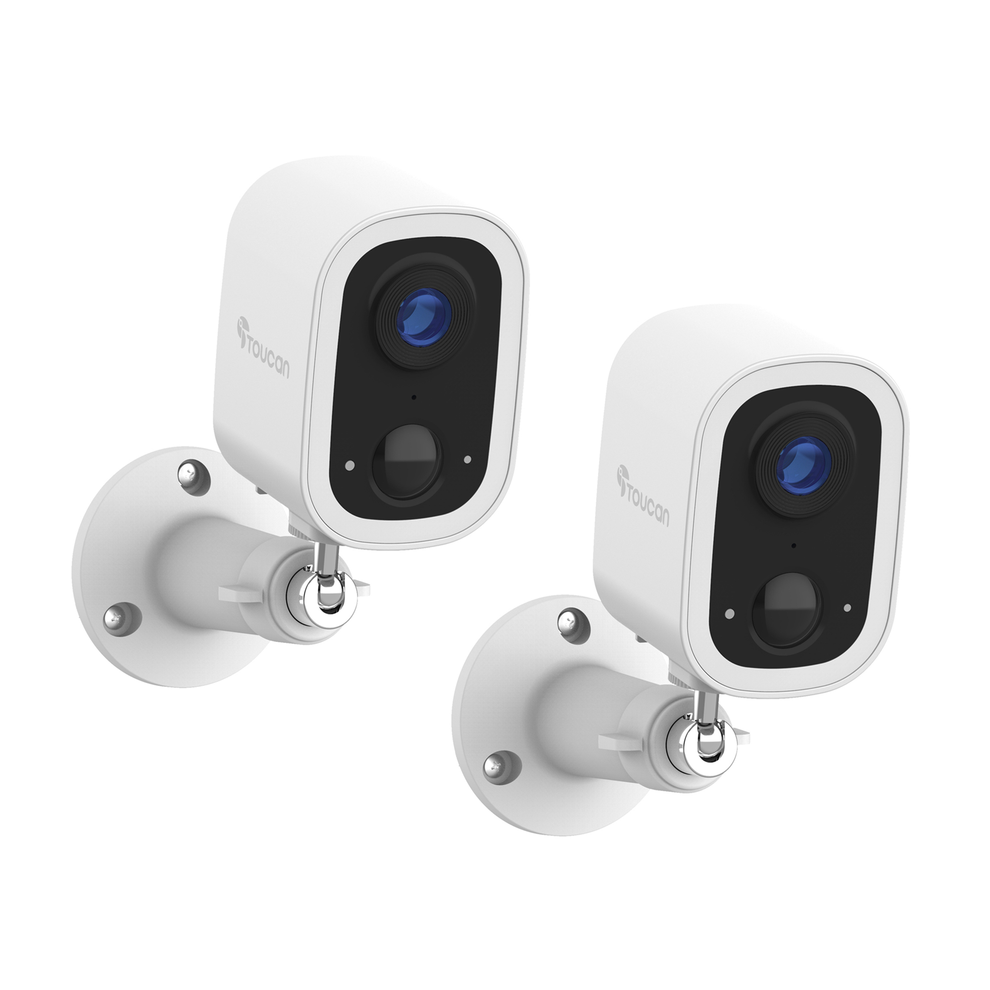 Toucan Wireless 2K Security Camera — 2-Pack, Motion Detection, 2-Way Audio, Rechargeable Battery, Weatherproof, Model# 843631193976